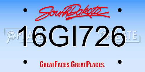 16GI726 South Dakota License Plate