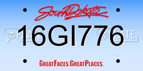 16GI776 South Dakota License Plate
