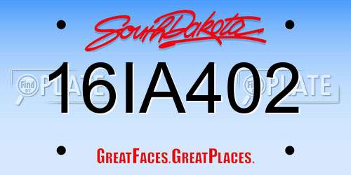 16IA402 South Dakota License Plate