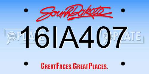 16IA407 South Dakota License Plate