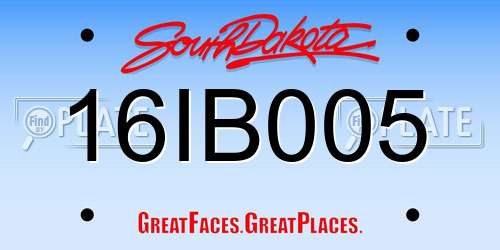 16IB005 South Dakota License Plate