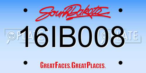 16IB008 South Dakota License Plate