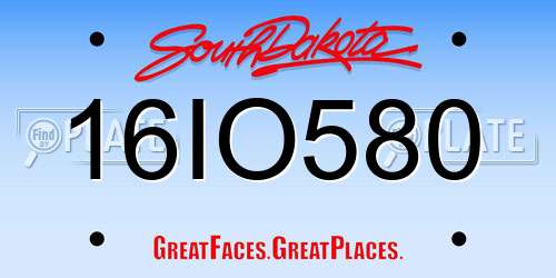 16IO580 South Dakota License Plate
