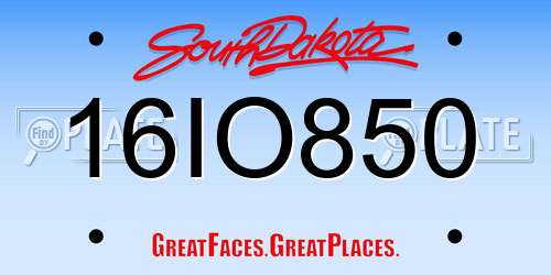 16IO850 South Dakota License Plate
