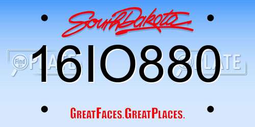 16IO880 South Dakota License Plate