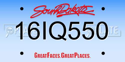 16IQ550 South Dakota License Plate