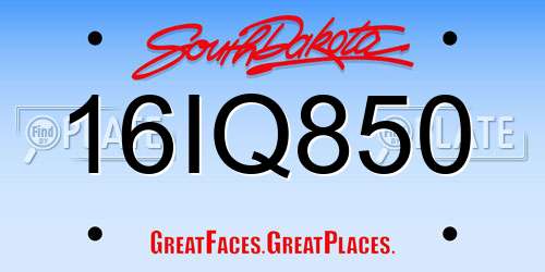 16IQ850 South Dakota License Plate