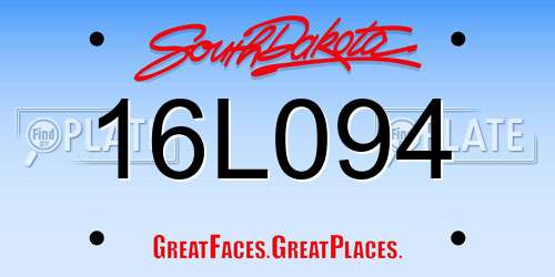 16L094 South Dakota License Plate