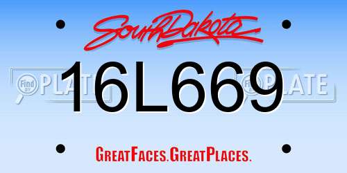 16L669 South Dakota License Plate