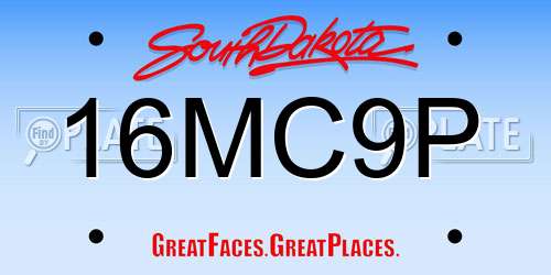 16MC9P South Dakota License Plate