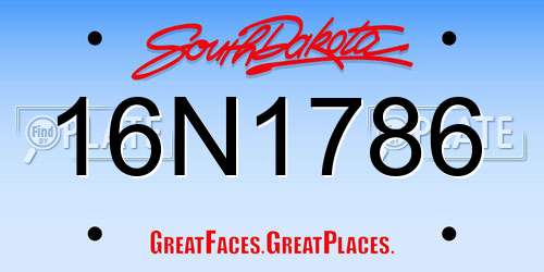 16N1786 South Dakota License Plate