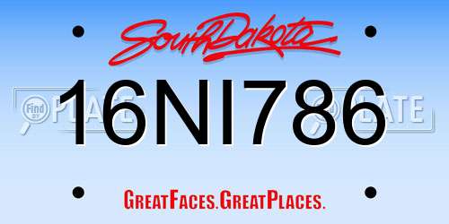 16NI786 South Dakota License Plate