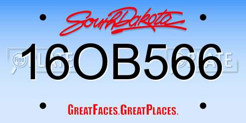 16OB566 South Dakota License Plate