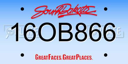 16OB866 South Dakota License Plate