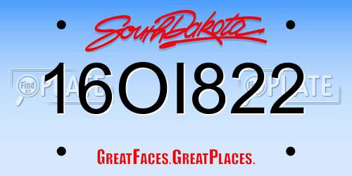 16OI822 South Dakota License Plate