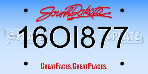 16OI877 South Dakota License Plate