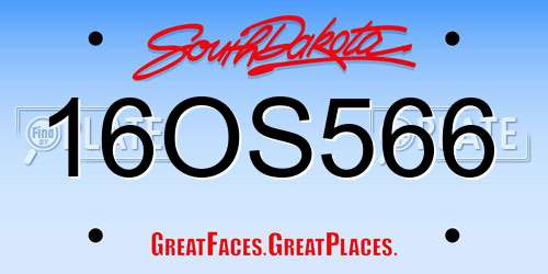 16OS566 South Dakota License Plate