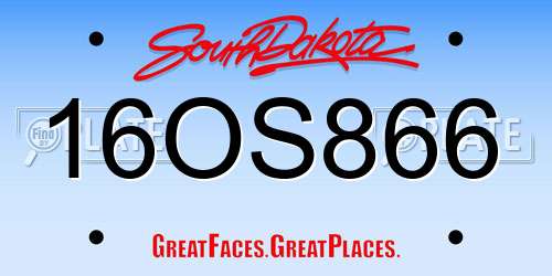 16OS866 South Dakota License Plate