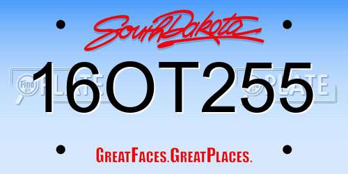 16OT255 South Dakota License Plate