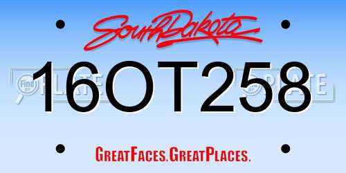 16OT258 South Dakota License Plate