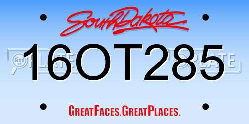 16OT285 South Dakota License Plate