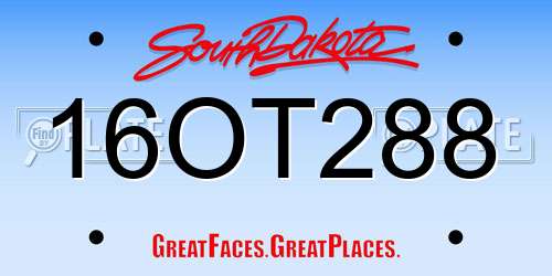 16OT288 South Dakota License Plate