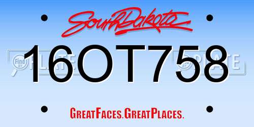 16OT758 South Dakota License Plate