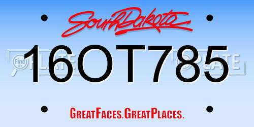 16OT785 South Dakota License Plate