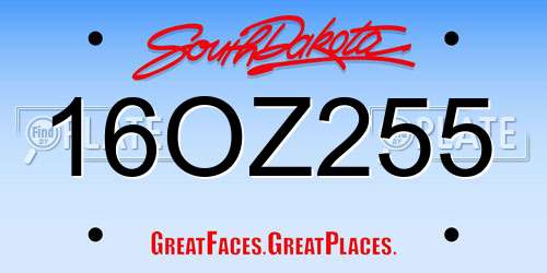 16OZ255 South Dakota License Plate