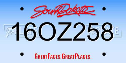 16OZ258 South Dakota License Plate