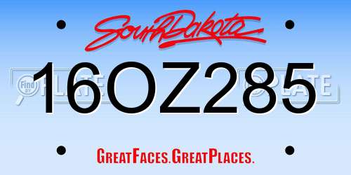 16OZ285 South Dakota License Plate