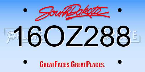 16OZ288 South Dakota License Plate