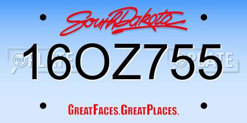 16OZ755 South Dakota License Plate