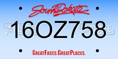 16OZ758 South Dakota License Plate