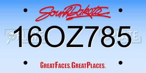 16OZ785 South Dakota License Plate
