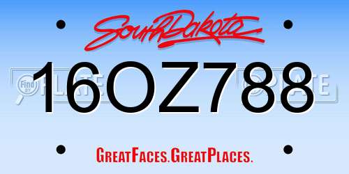 16OZ788 South Dakota License Plate