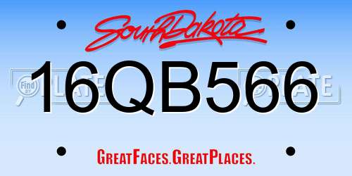 16QB566 South Dakota License Plate