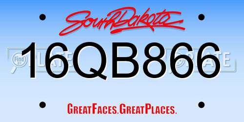 16QB866 South Dakota License Plate