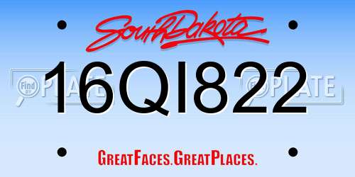 16QI822 South Dakota License Plate