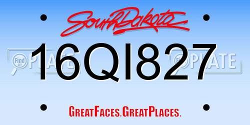 16QI827 South Dakota License Plate
