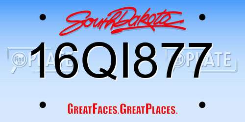16QI877 South Dakota License Plate