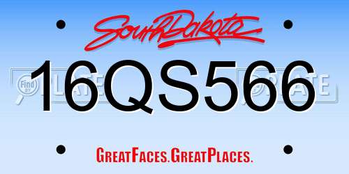 16QS566 South Dakota License Plate