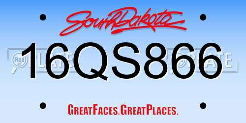 16QS866 South Dakota License Plate