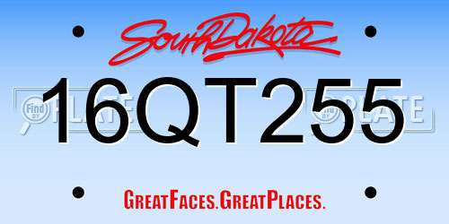 16QT255 South Dakota License Plate