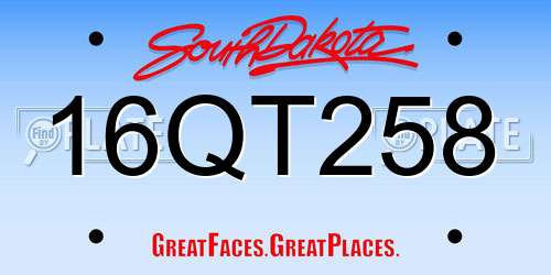 16QT258 South Dakota License Plate