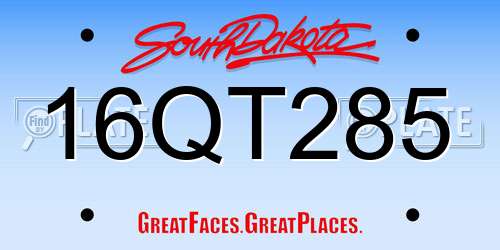 16QT285 South Dakota License Plate