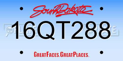 16QT288 South Dakota License Plate