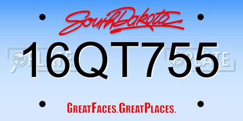 16QT755 South Dakota License Plate