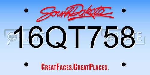 16QT758 South Dakota License Plate