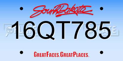 16QT785 South Dakota License Plate